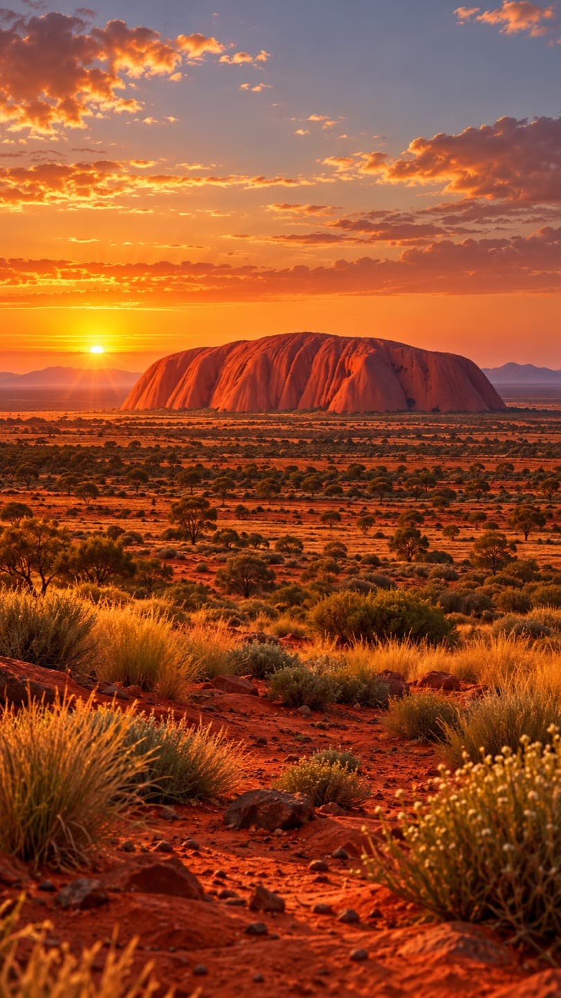 Uluru · mobile. Uluru’s red rock changes colour with the Outback light. Prepared for mobile screens.