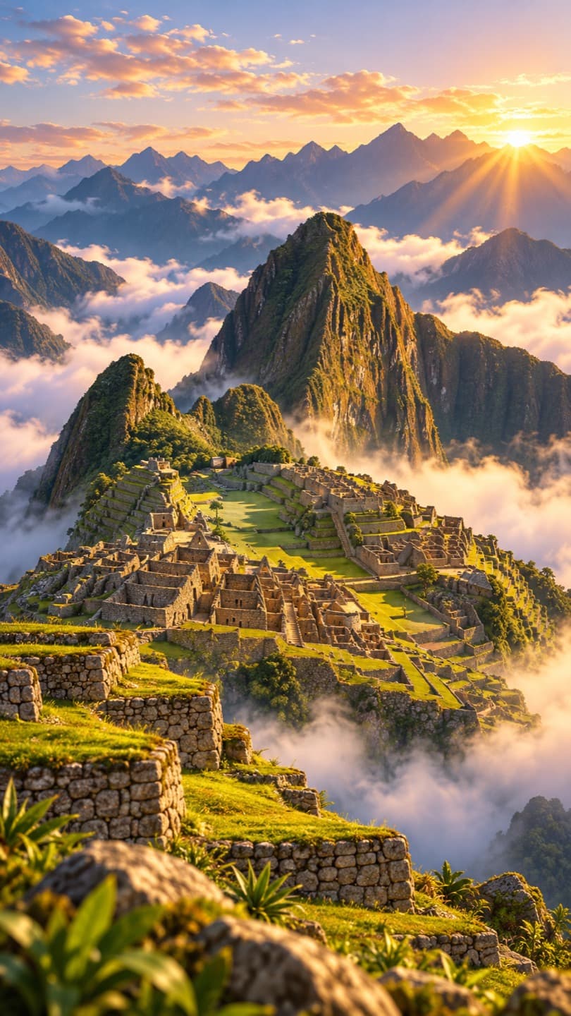 Machu Picchu · mobile. The Inca citadel among Andean peaks and mist. Prepared for mobile screens.