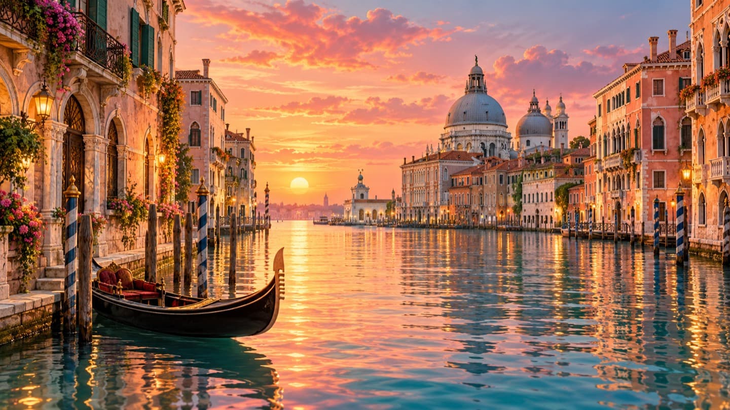 Canales de Venecia · ordenador. Canales, puentes y fachadas históricas en la ciudad flotante. Preparado para ordenador.