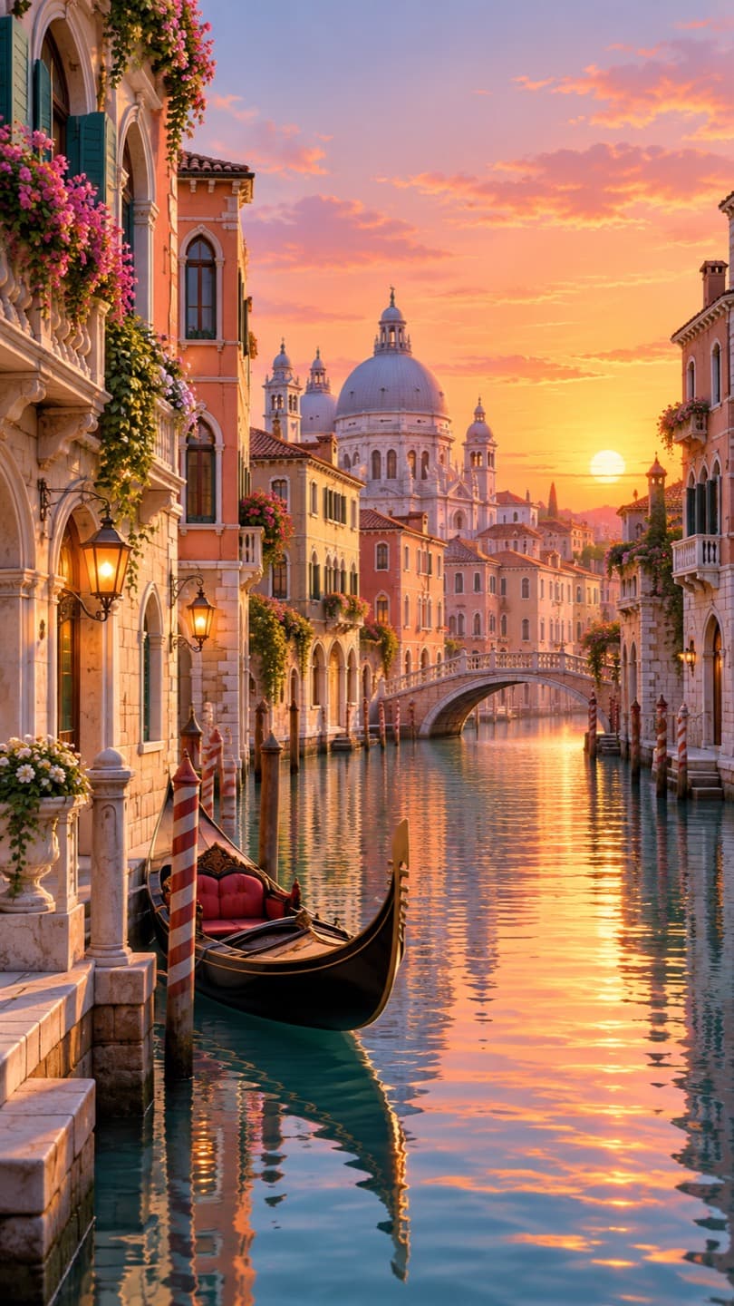 Canales de Venecia · móvil. Canales, puentes y fachadas históricas en la ciudad flotante. Preparado para móvil.