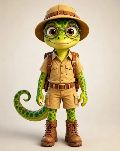 Curileta con mochila y sombrero de exploradora